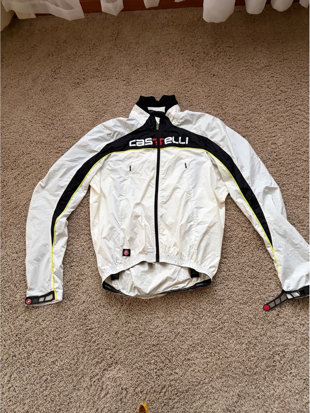 Castelli cycling windbreaker jacket white M MEDIUM vents full front zip